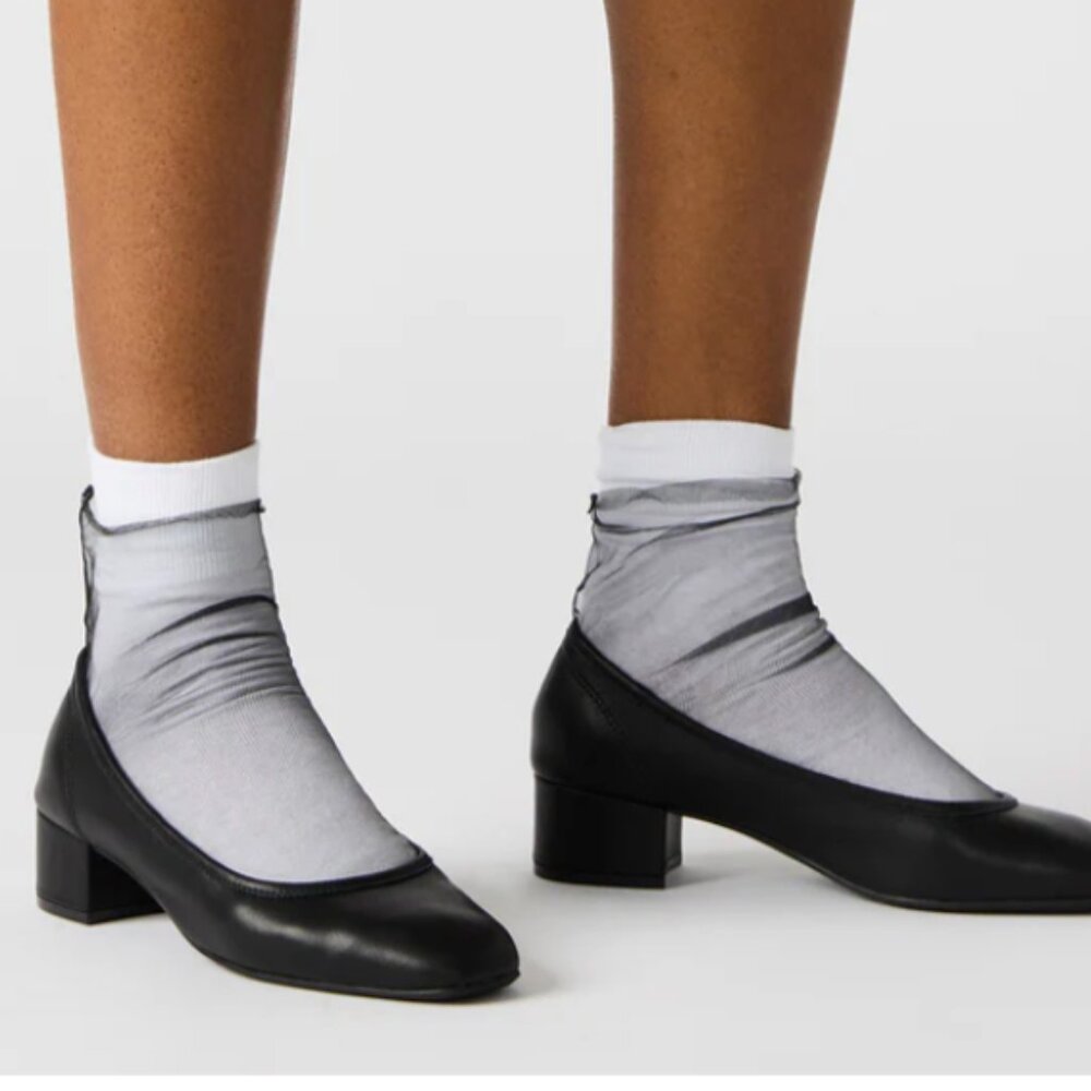 Steve Madden Mollie Black Leather heeled ballet flats